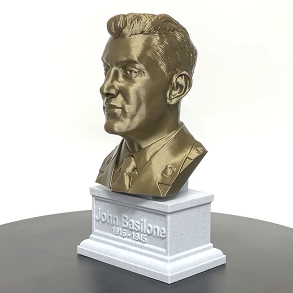 John Basilone Legendary US Marine Corps Medal of Honor Winner Sculpture Bust on Box Plinth