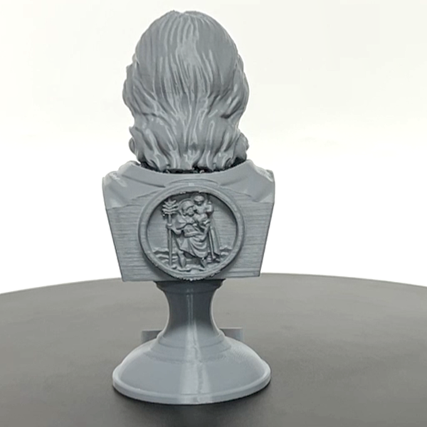 Saint Christopher, Patron Saint of Travelers and Protection, Sculpture Bust on Pedestal