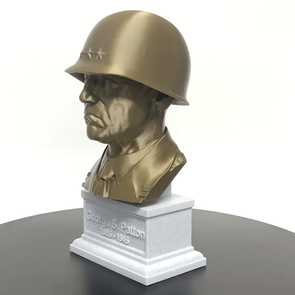 George S Patton Legendary US Army General Sculpture Bust on Box Plinth