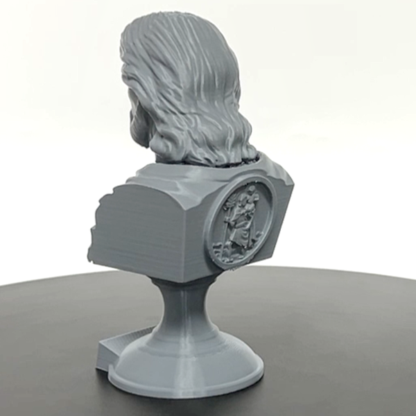 Saint Christopher, Patron Saint of Travelers and Protection, Sculpture Bust on Pedestal