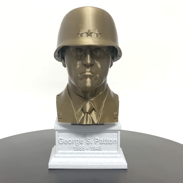 George S Patton Legendary US Army General Sculpture Bust on Box Plinth