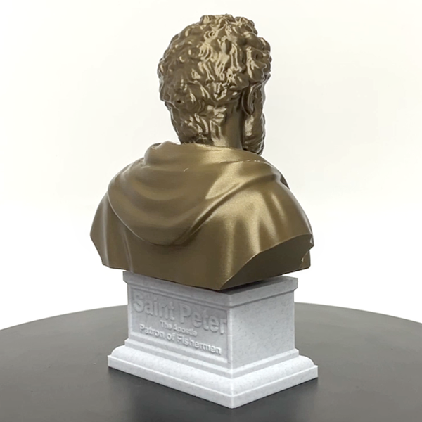 Saint Peter, Patron Saint of Fishermen and the Papacy, Sculpture Bust on Box Plinth