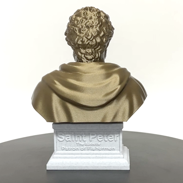Saint Peter, Patron Saint of Fishermen and the Papacy, Sculpture Bust on Box Plinth