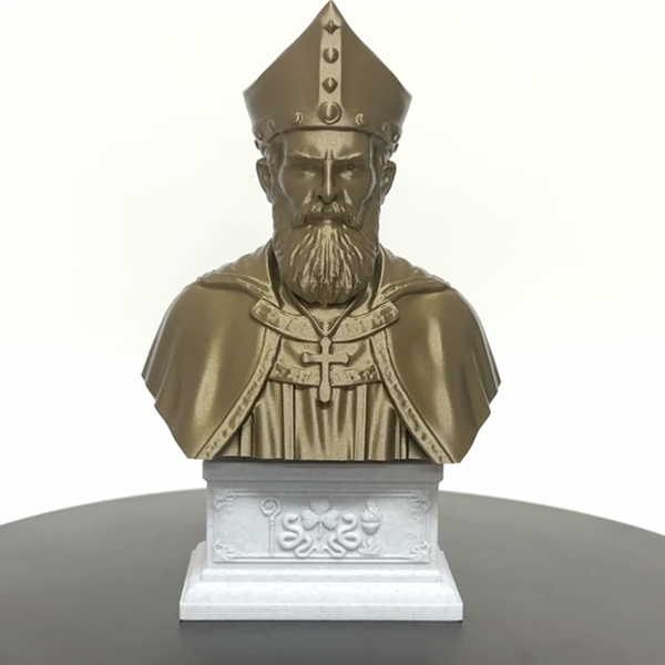 Saint Patrick, Patron of Ireland Sculpture Bust on Box Plinth