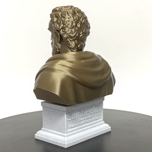 Saint Peter, Patron Saint of Fishermen and the Papacy, Sculpture Bust on Box Plinth