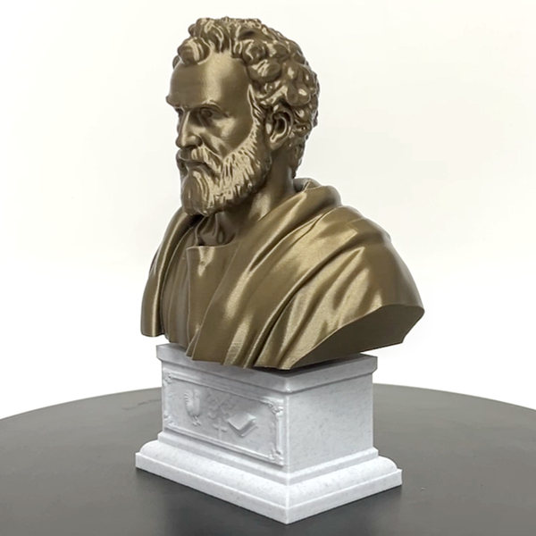 Saint Peter, Patron Saint of Fishermen and the Papacy, Sculpture Bust on Box Plinth