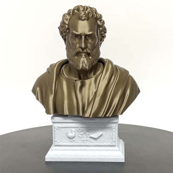 Saint Peter, Patron Saint of Fishermen and the Papacy, Sculpture Bust on Box Plinth