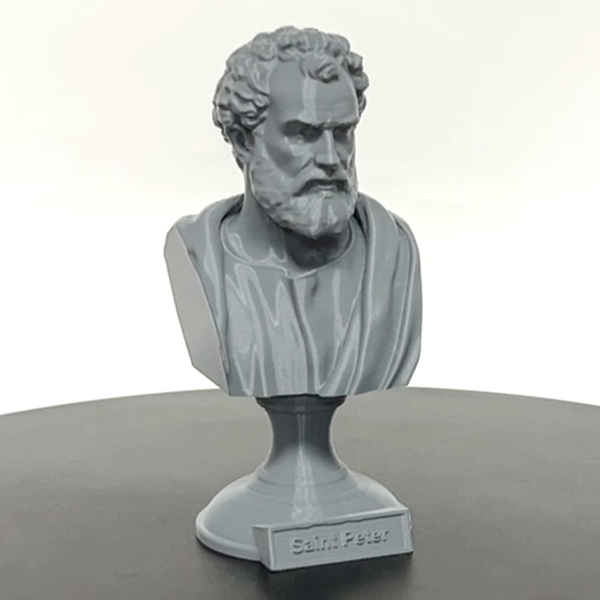 Saint Peter, Patron Saint of Fishermen and the Papacy, Sculpture Bust on Pedestal