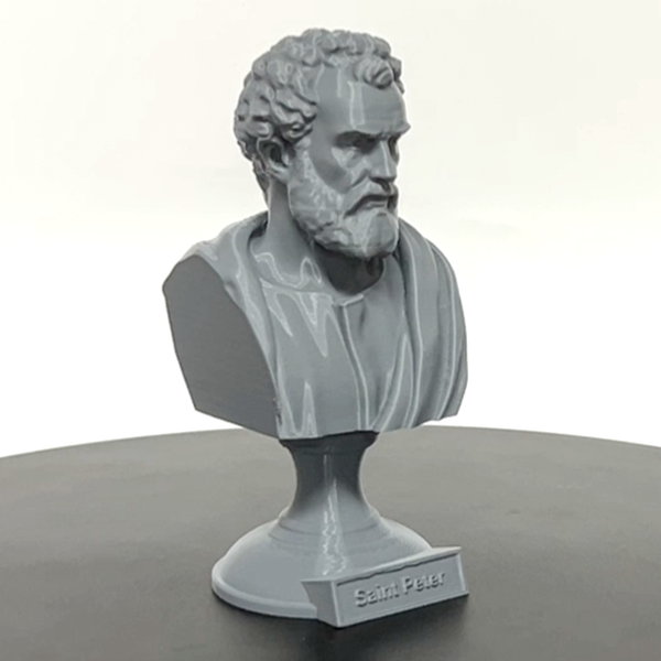 Saint Peter, Patron Saint of Fishermen and the Papacy, Sculpture Bust on Pedestal