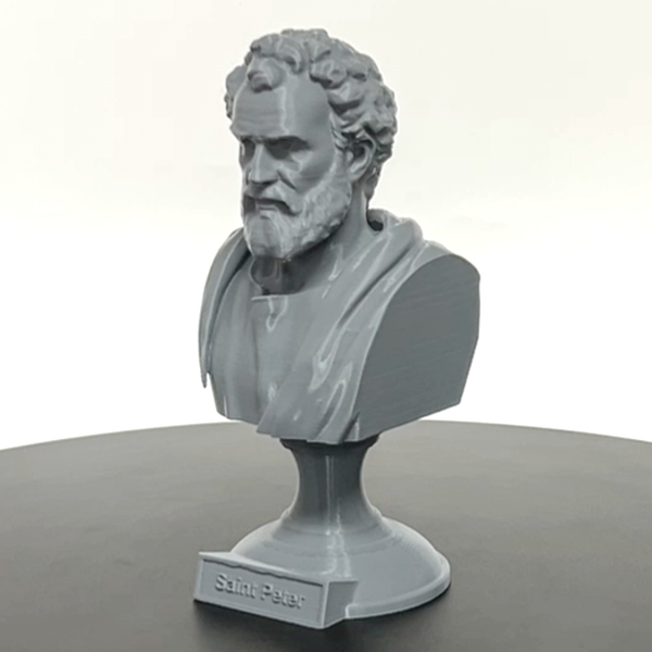 Saint Peter, Patron Saint of Fishermen and the Papacy, Sculpture Bust on Pedestal
