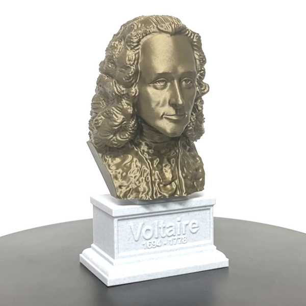 Voltaire French Enlightenment Philosopher Sculpture Bust on Box Plinth