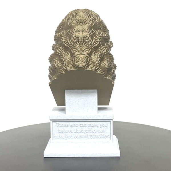 Voltaire French Enlightenment Philosopher Sculpture Bust on Box Plinth