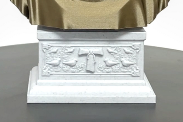 Saint Francis of Assisi, Patron Saint of Animals, Ecology, and Italy Sculpture Bust on Box Plinth