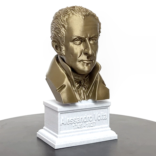 Alessandro Volta Italian Pioneer of Electricity and Power Sculpture Bust on Box Plinth