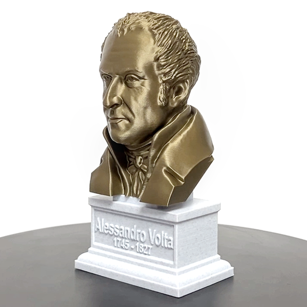 Alessandro Volta Italian Pioneer of Electricity and Power Sculpture Bust on Box Plinth