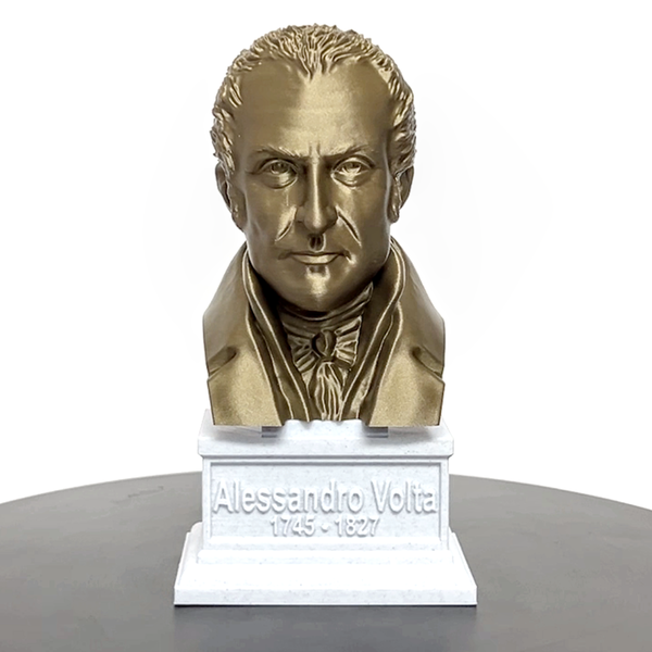 Alessandro Volta Italian Pioneer of Electricity and Power Sculpture Bust on Box Plinth