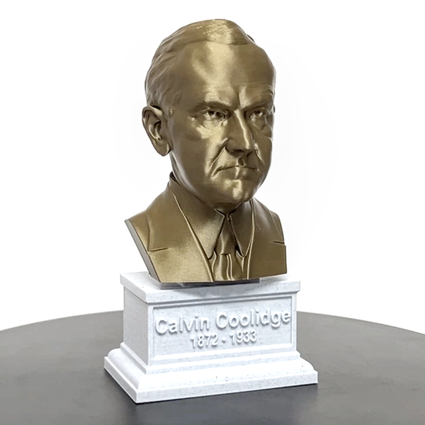 Calvin Coolidge, 30th US President, Sculpture Bust on Box Plinth