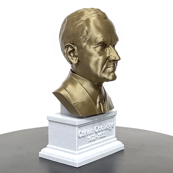 Calvin Coolidge, 30th US President, Sculpture Bust on Box Plinth