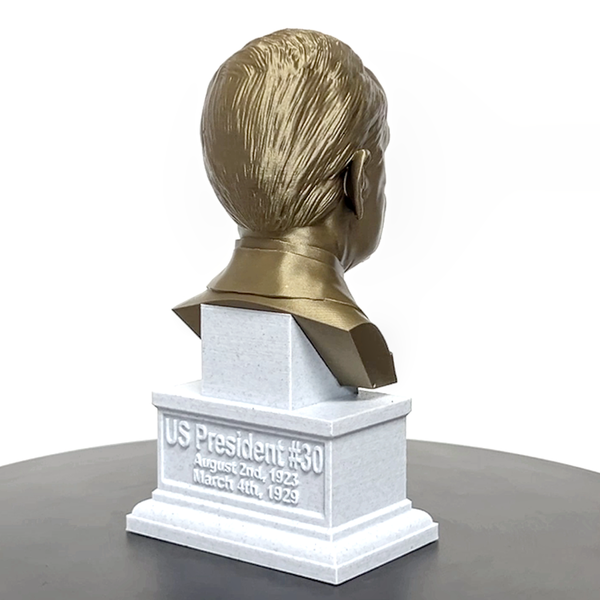 Calvin Coolidge, 30th US President, Sculpture Bust on Box Plinth