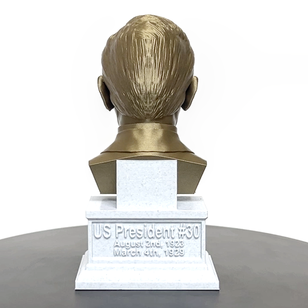 Calvin Coolidge, 30th US President, Sculpture Bust on Box Plinth