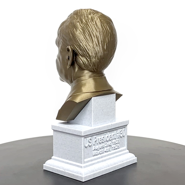 Calvin Coolidge, 30th US President, Sculpture Bust on Box Plinth