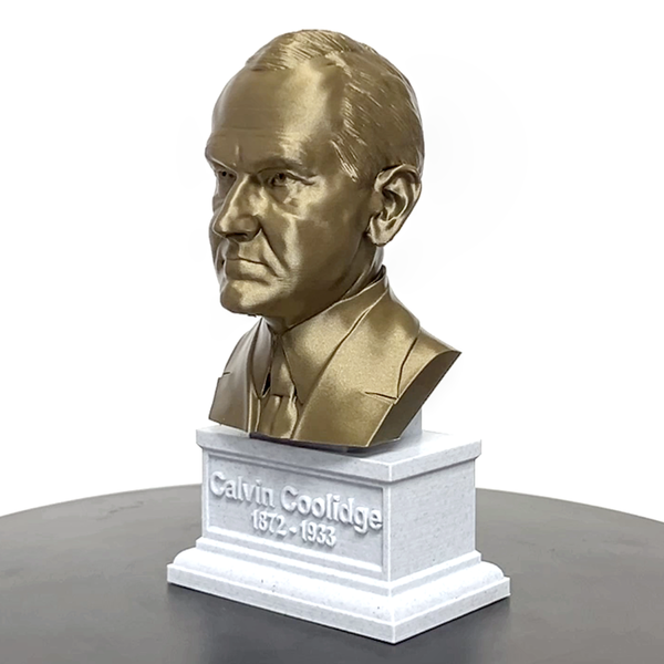 Calvin Coolidge, 30th US President, Sculpture Bust on Box Plinth