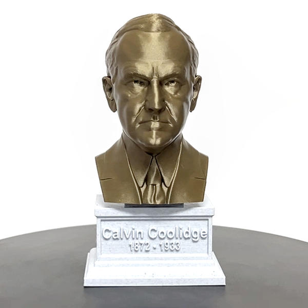 Calvin Coolidge, 30th US President, Sculpture Bust on Box Plinth