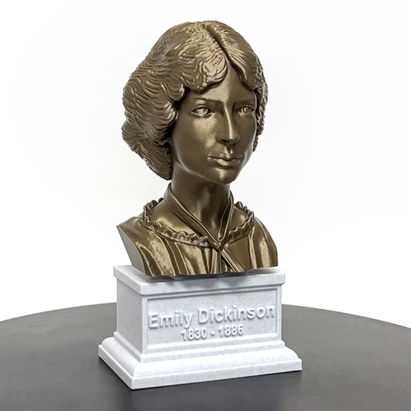 Emily Dickinson, Famous American Poet, Sculpture Bust on Box Plinth