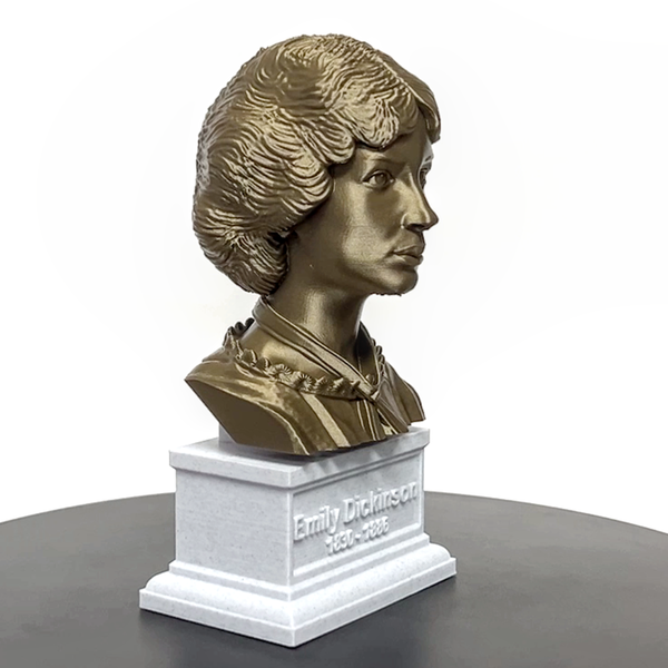 Emily Dickinson, Famous American Poet, Sculpture Bust on Box Plinth