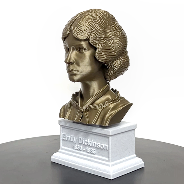 Emily Dickinson, Famous American Poet, Sculpture Bust on Box Plinth