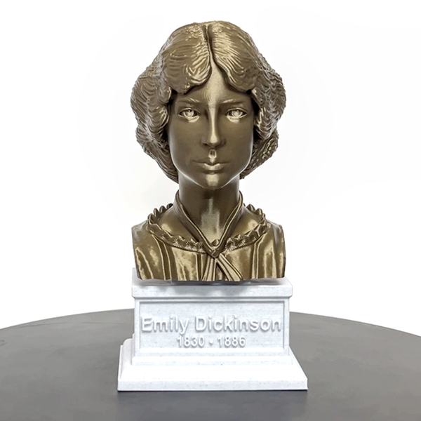 Emily Dickinson, Famous American Poet, Sculpture Bust on Box Plinth