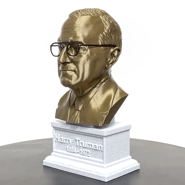 Harry Truman, 33rd US President, Sculpture Bust on Box Plinth