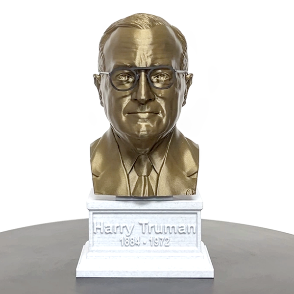 Harry Truman, 33rd US President, Sculpture Bust on Box Plinth