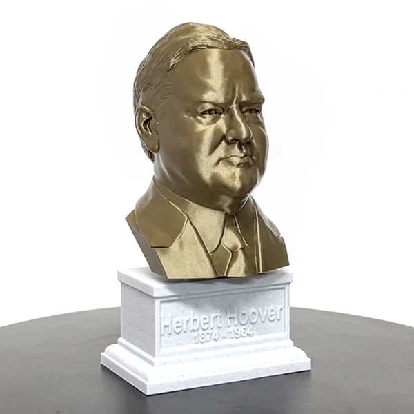 Herbert Hoover, 31st US President, Sculpture Bust on Box Plinth