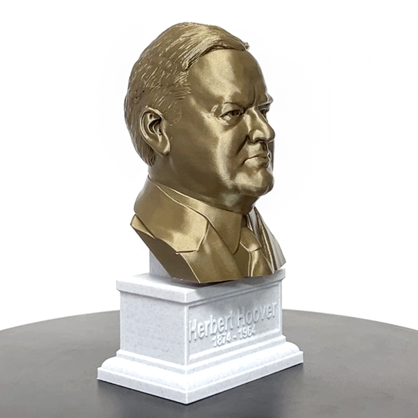 Herbert Hoover, 31st US President, Sculpture Bust on Box Plinth