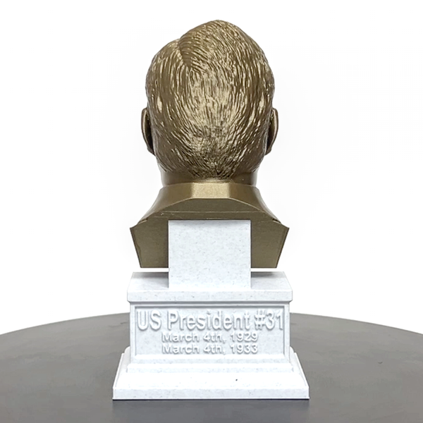 Herbert Hoover, 31st US President, Sculpture Bust on Box Plinth