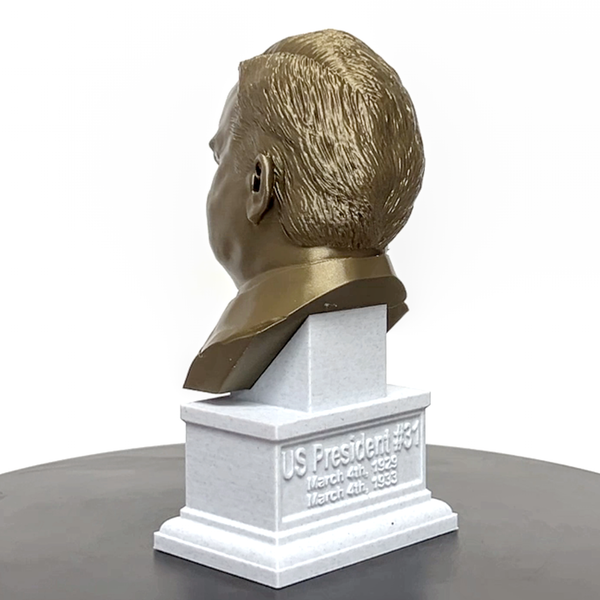 Herbert Hoover, 31st US President, Sculpture Bust on Box Plinth