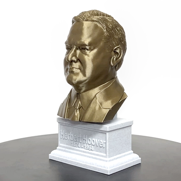 Herbert Hoover, 31st US President, Sculpture Bust on Box Plinth