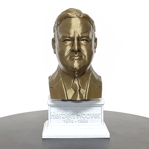 Herbert Hoover, 31st US President, Sculpture Bust on Box Plinth