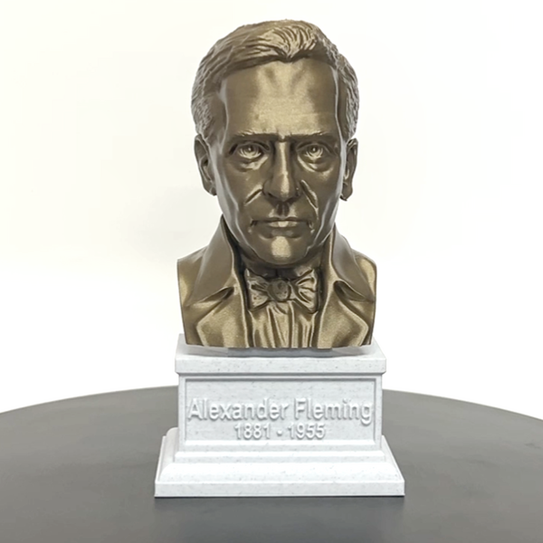 Alexander Fleming Famous Scottish Biologist, Physician, and Pharmacologist Sculpture Bust on Box Plinth