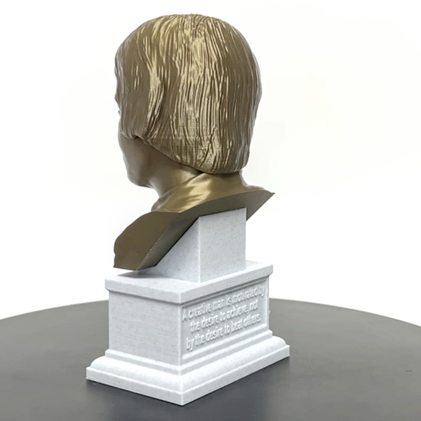 Ayn Rand, Famous American Writer and Philosopher, Sculpture Bust on Box Plinth