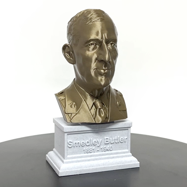 Smedley Butler Most Decorated and Marine Major General Sculpture Bust on Box Plinth