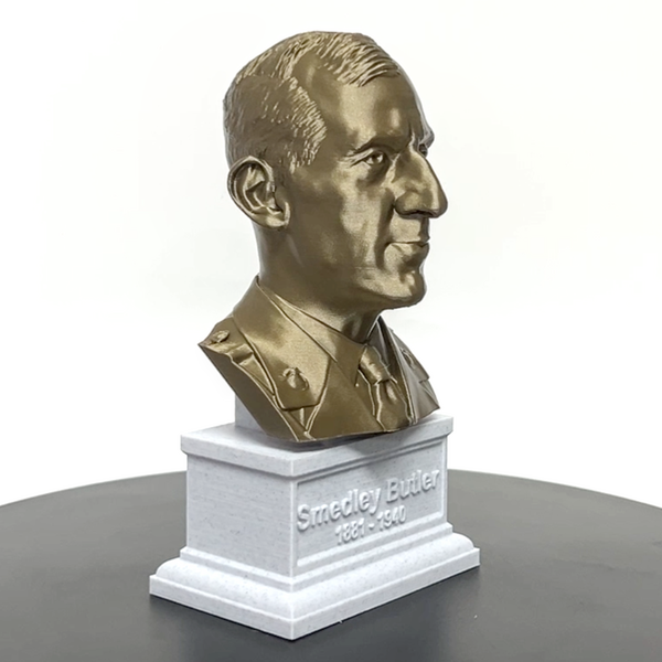 Smedley Butler Most Decorated and Marine Major General Sculpture Bust on Box Plinth