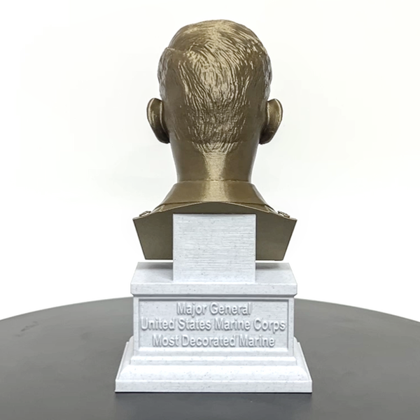 Smedley Butler Most Decorated and Marine Major General Sculpture Bust on Box Plinth