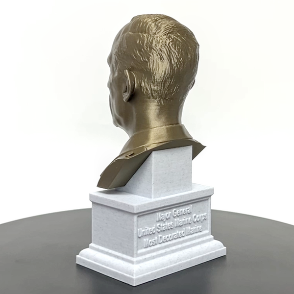 Smedley Butler Most Decorated and Marine Major General Sculpture Bust on Box Plinth