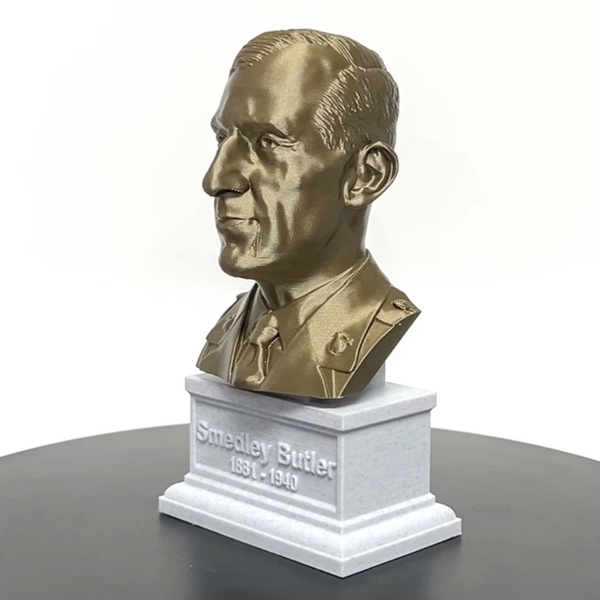 Smedley Butler Most Decorated and Marine Major General Sculpture Bust on Box Plinth