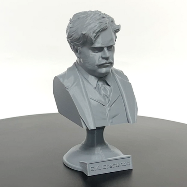 G.K. Chesterton English Writer Sculpture Bust on Pedestal