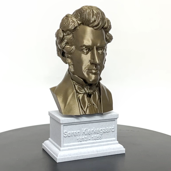 Soren Kierkegaard Danish Existentialist Philosopher Sculpture Bust on Box Plinth