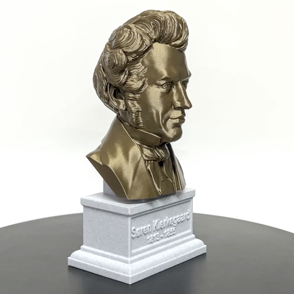 Soren Kierkegaard Danish Existentialist Philosopher Sculpture Bust on Box Plinth