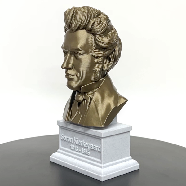 Soren Kierkegaard Danish Existentialist Philosopher Sculpture Bust on Box Plinth